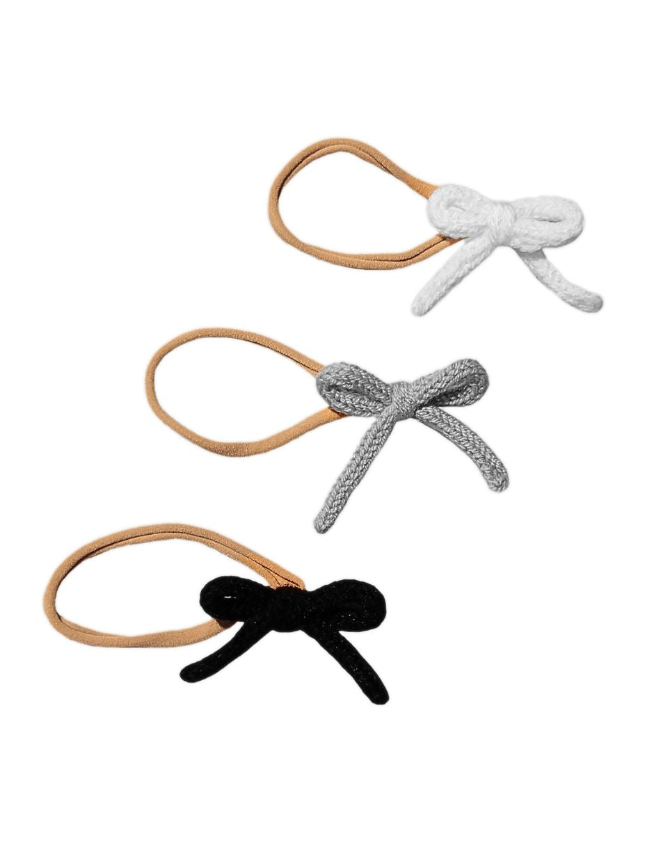 Set de Banditas con Moños Crochet - Blanco y Negro