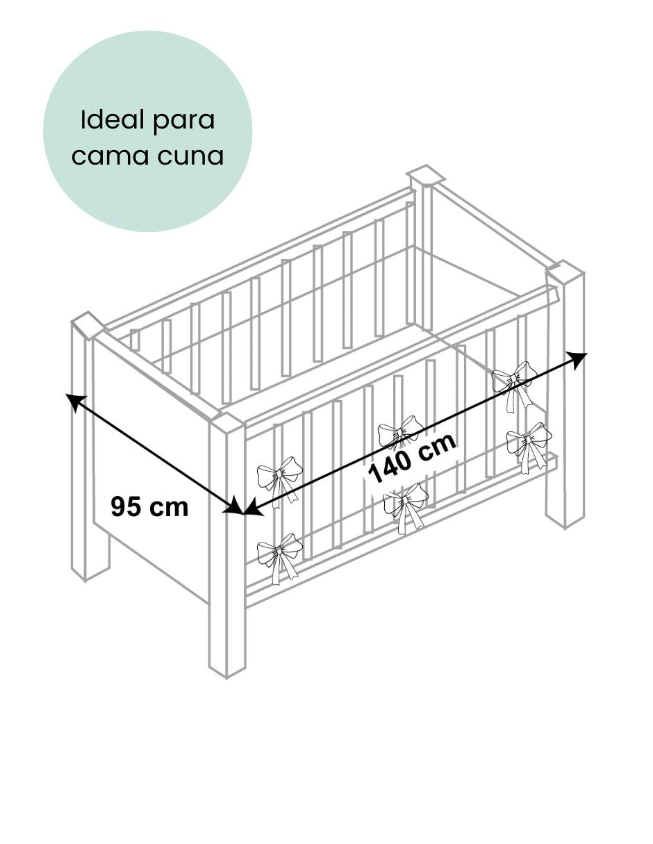 Protector para Cama Cuna Blanco con Detalle Beige