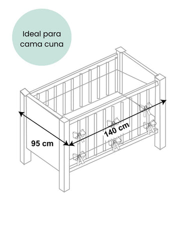 Protector para Cama Cuna Blanco con Detalle Beige