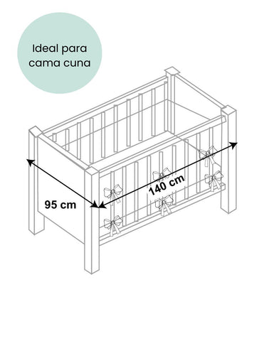Protector para Cama Cuna Blanco con Detalle Beige