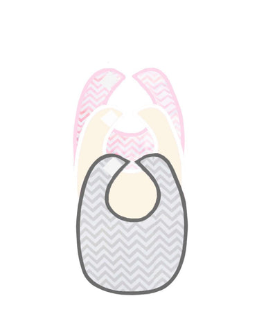 Baberos - Set de 3 Piezas Niña (Chevron Rosa + Beige + Chevron Gris)