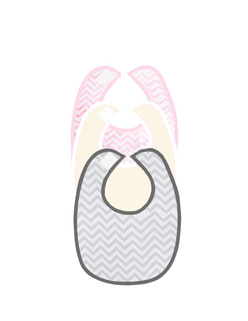 Baberos - Set de 3 Piezas Niña (Chevron Rosa + Beige + Chevron Gris)