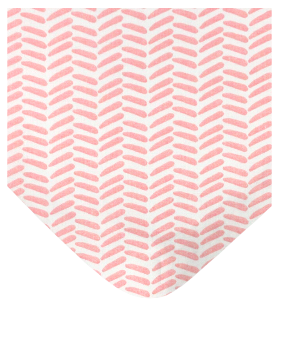Juego de Sábanas para Cuna Chevron Rosa - 3 piezas