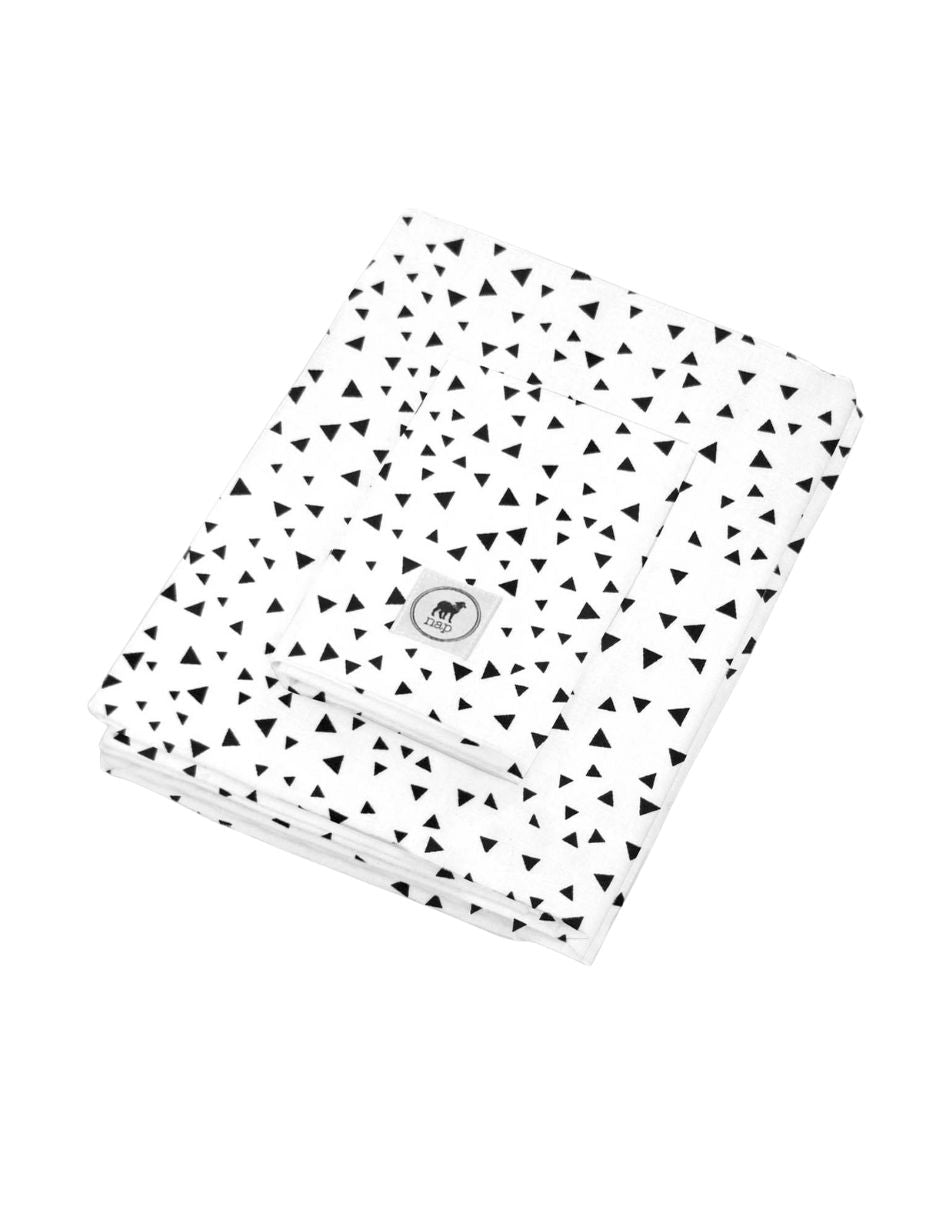 Juego de Sábanas para Cuna - Triangulitos Negros - 3 piezas - 100% Algodón