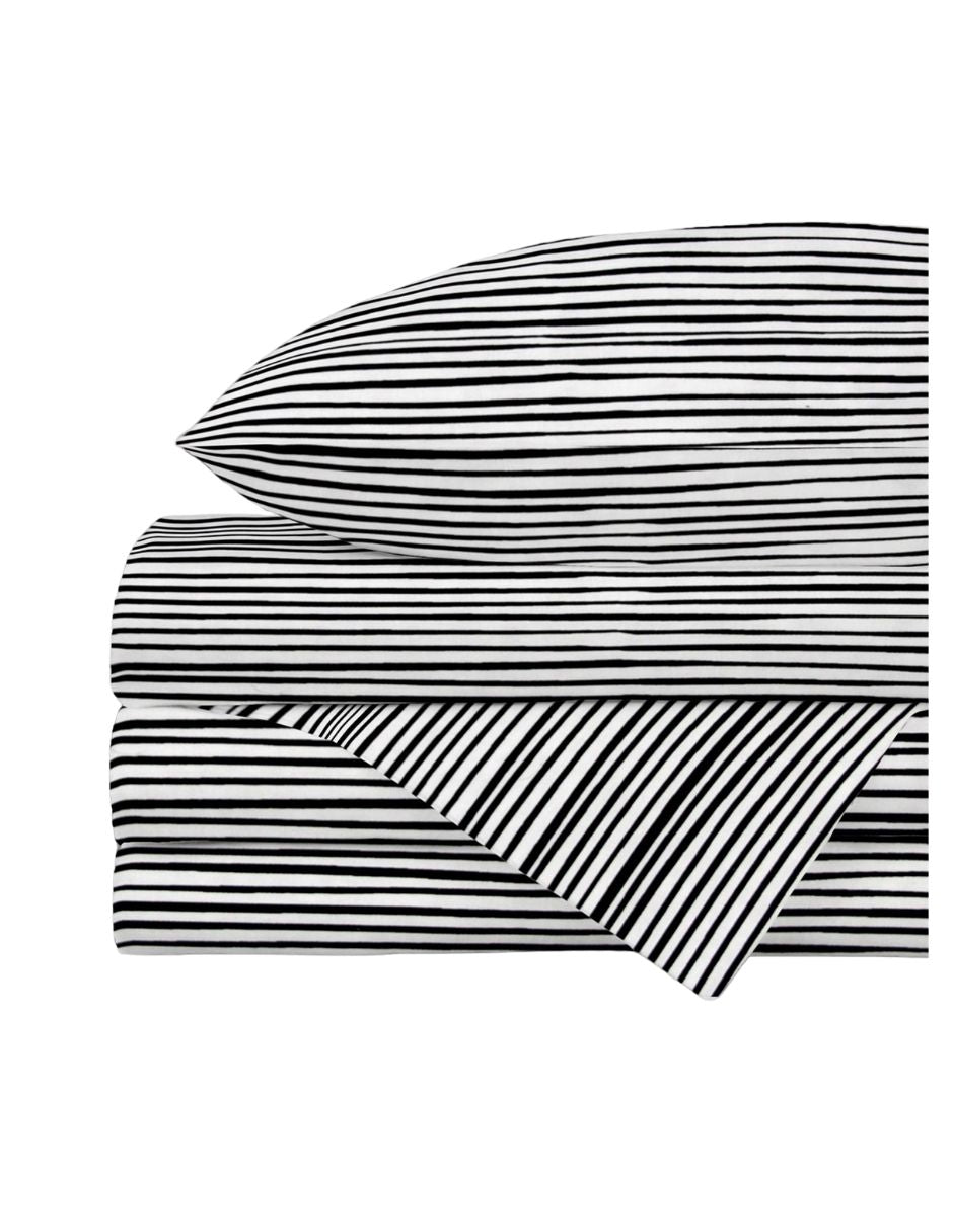 Juego de Sábanas 3 Piezas para Cama Cuna Rayitas Negras