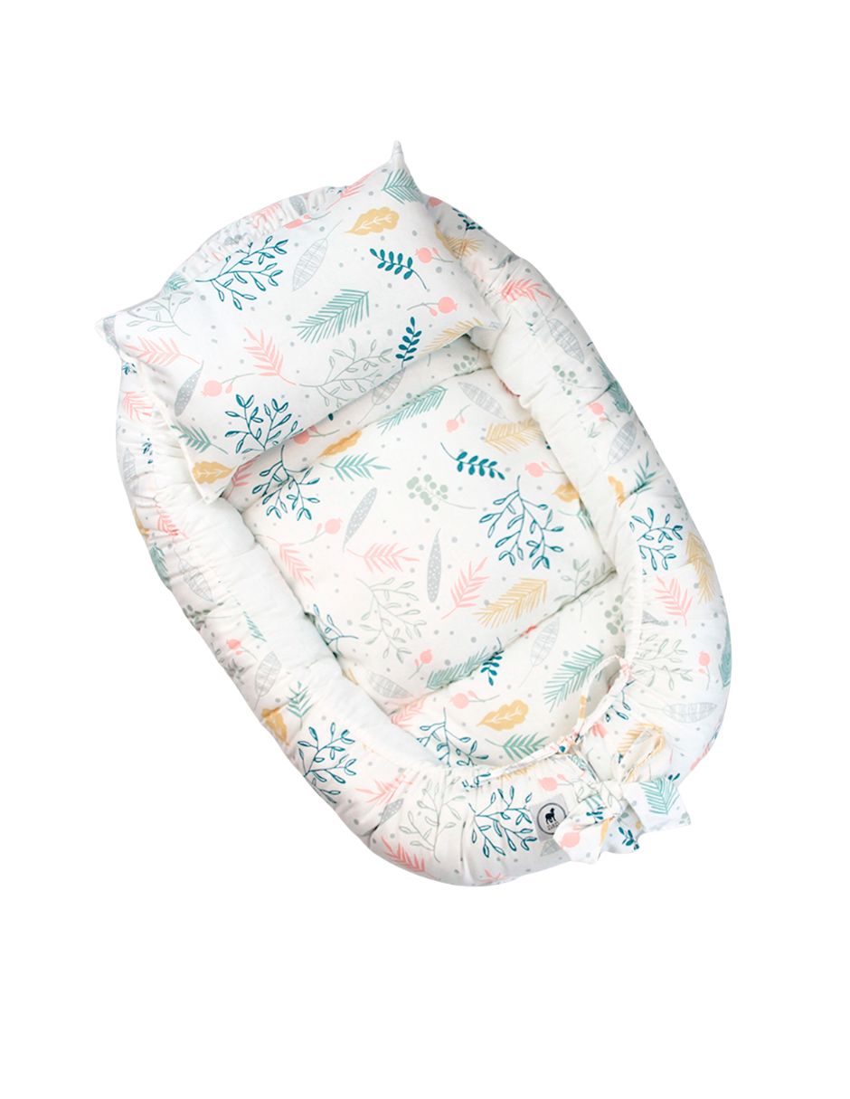Nido, ó cama portátil para Bebé, con acolchado - Flores