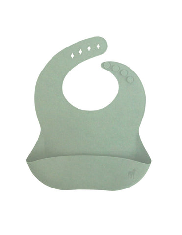 Babero de Silicón para Bebé con bolsa atrapa comida - Verde Salvia