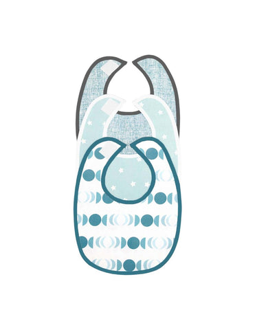 Baberos - Set de 3 Piezas Niño (Fases Lunas + Azul Mar + Estrellitas Azules)