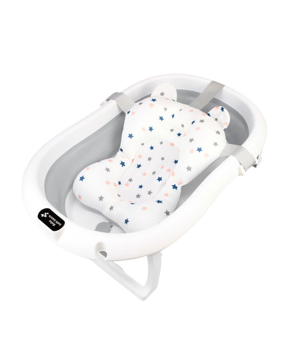 Bañera ó Tina Plegable para Bebé + Cojín Antideslizante -  Gris