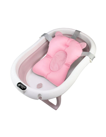 Bañera ó Tina Plegable para Bebé + Cojín Antideslizante -- Rosa