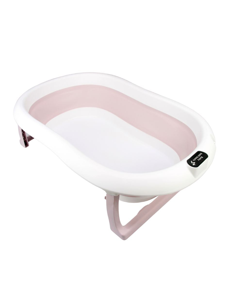 Bañera ó Tina Plegable para Bebé + Cojín Antideslizante -- Rosa