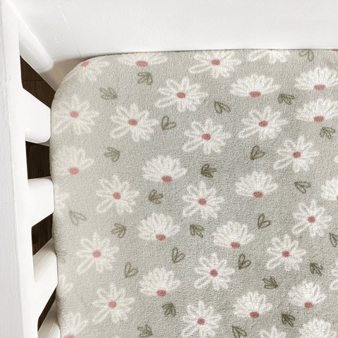 Sábana Calientita de Cajón para Cama Cuna Súper Suave - Florecitas