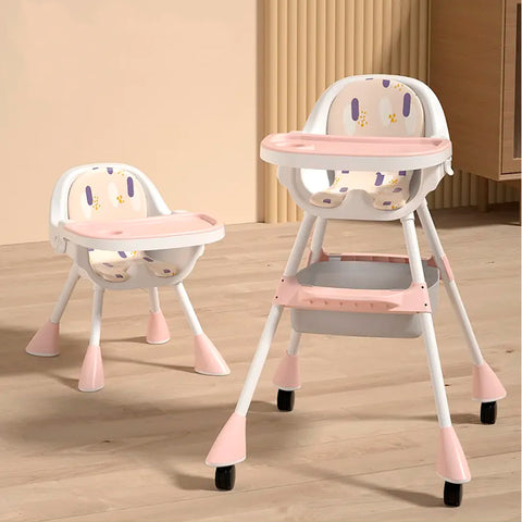 Silla Alta Periquera Ajustable para Bebé - Rosa