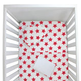 Juego para Cuna - con sábana 100% Algodón - Estrellas Rojo