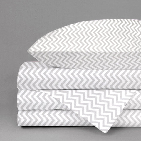 Juego de Sábanas para Cuna - Chevron Gris
