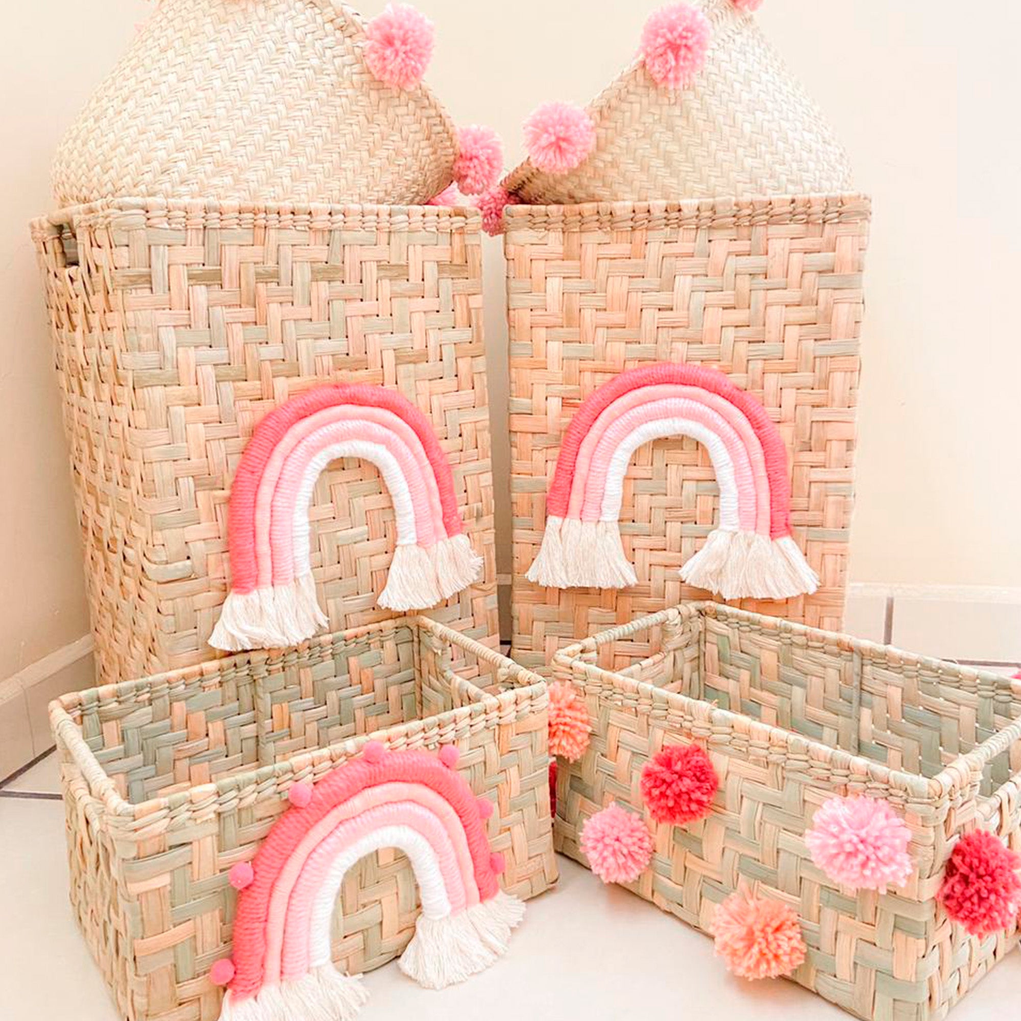 Cesto para Ropa Arcoiris Rosa