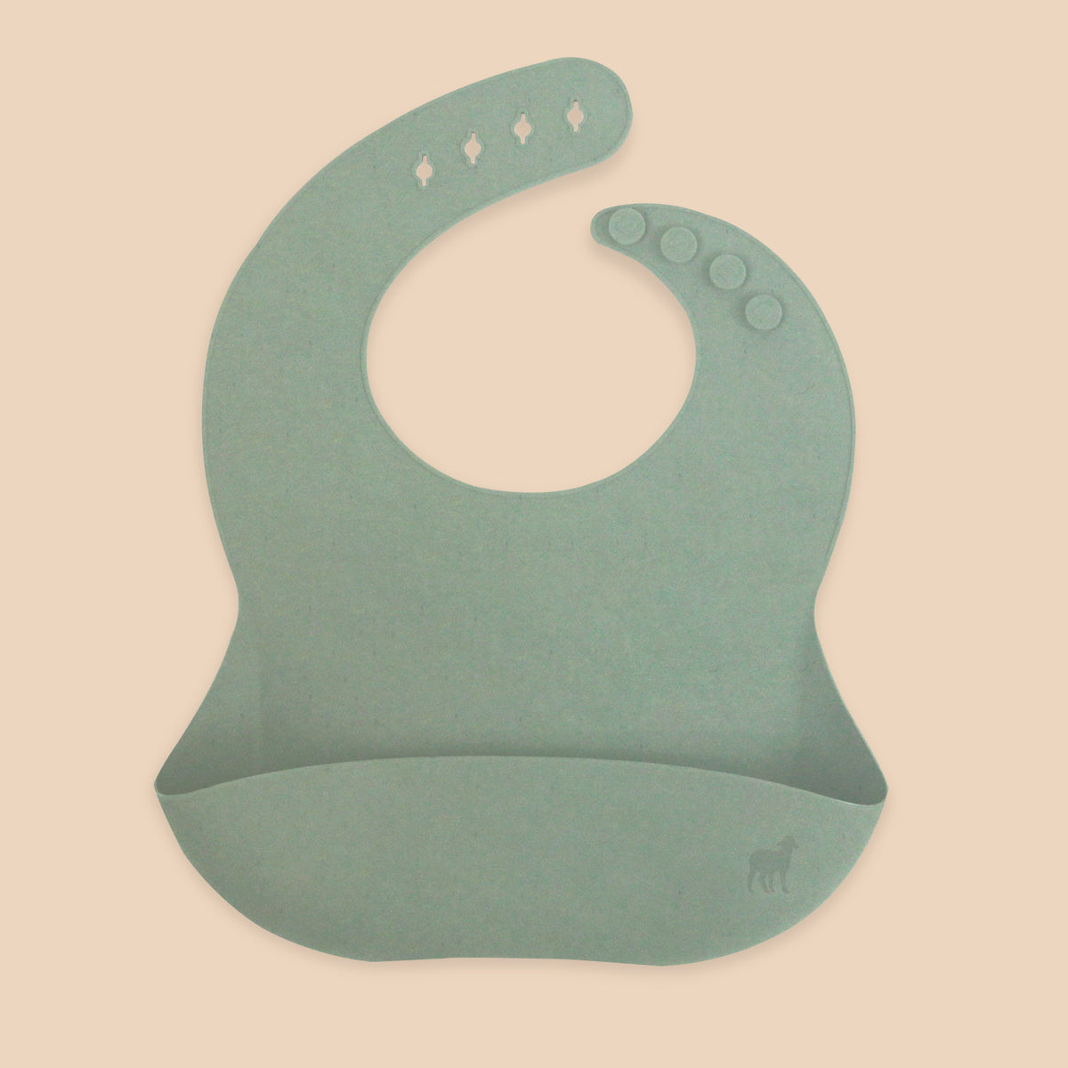 Babero de Silicón para Bebé con bolsa atrapa comida - Verde Salvia