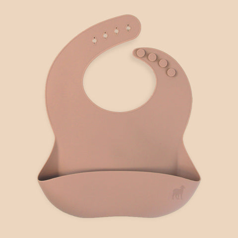 Baberos de Silicón para Bebé con bolsa atrapa comida - Set de 3 - Gris Estampado, Vino y Arena