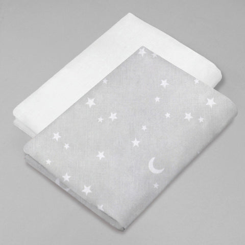 Set de 2 Sábanas de Cajón para Colecho Lunas - 100% Algodón
