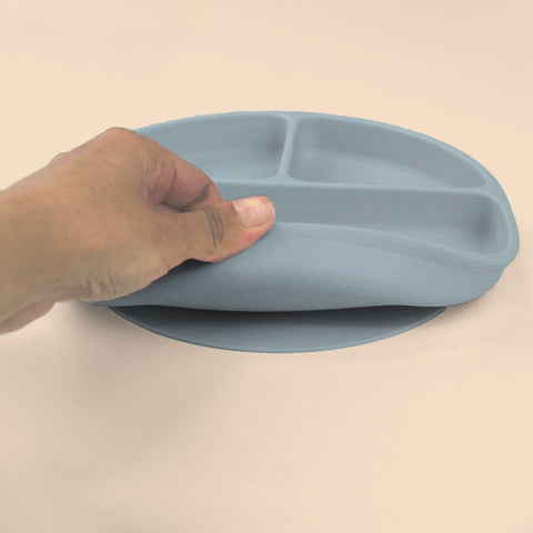 Plato de Silicón Adherible con Divisiones y Succión - Azul