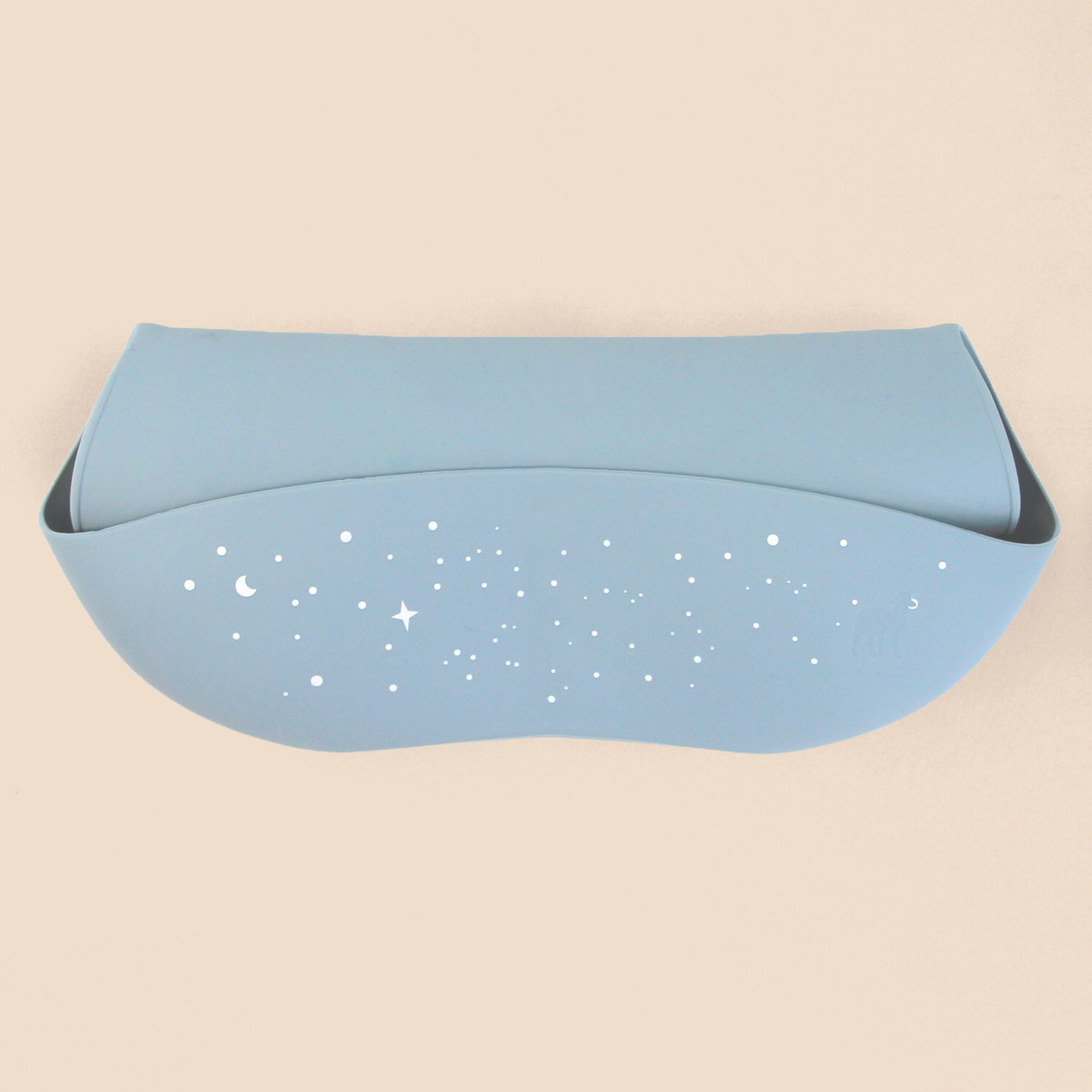 Babero de Silicón para Bebé con bolsa atrapa comida - Azul Estampado