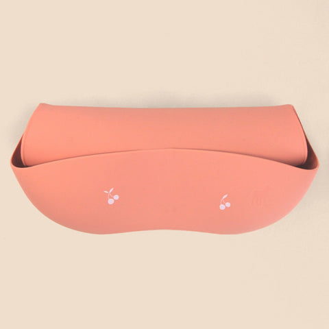 Babero de Silicón para Bebé con bolsa atrapa comida - Palo Rosa Estampado