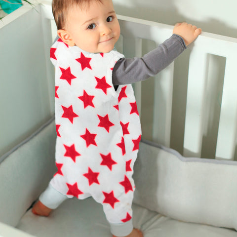 Saquito para Dormir para bebés con abertura para pies - Estrellas Rojo