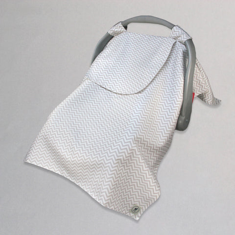 Cubre Portabebé Chevron Gris / Blanco