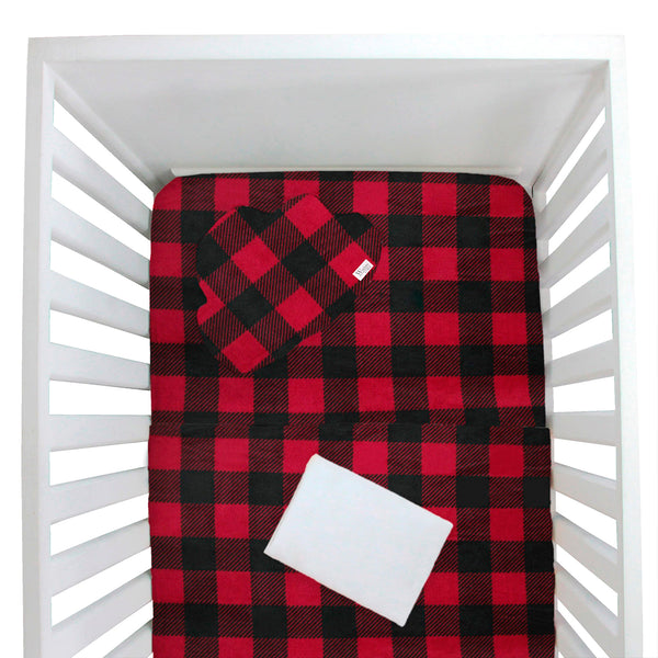 Juego para Cuna - con sábana 100% Algodón - Gingham Rojo
