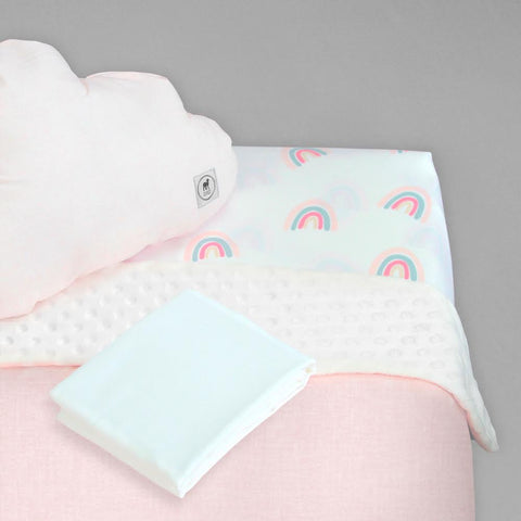Juego de Blancos para Cuna Viajera - 4 Piezas - Arcoiris