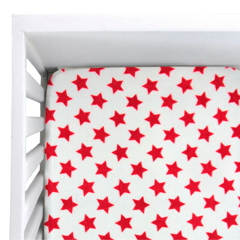 Sábana de Cajón para Cuna - Súper Suave - Estrellas Rojo
