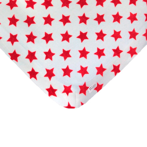 Sábana de Cajón para Cuna - Súper Suave - Estrellas Rojo