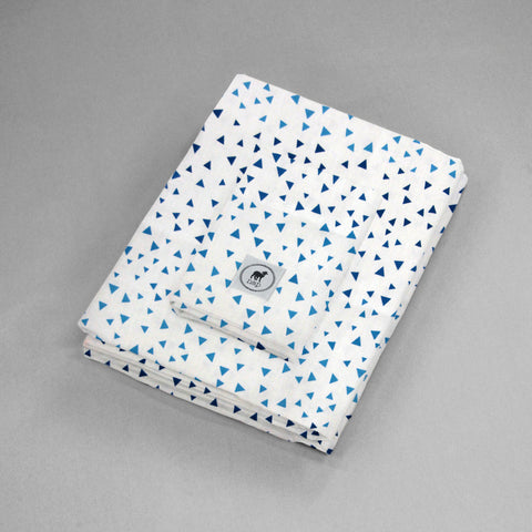 Juego de Sábanas para Mini Colecho (50x90) - Triángulitos Azules