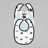 Baberos - Set de 3 Piezas Unisex (Estrellas Azules + Ojitos + Estrellas Negras)