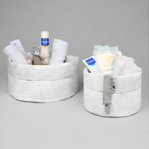 Set de Cestas Organizadoras Unisex - Rayitas Grises