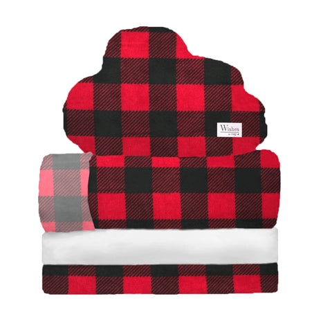 Juego para Cuna - con sábana 100% Algodón - Gingham Rojo